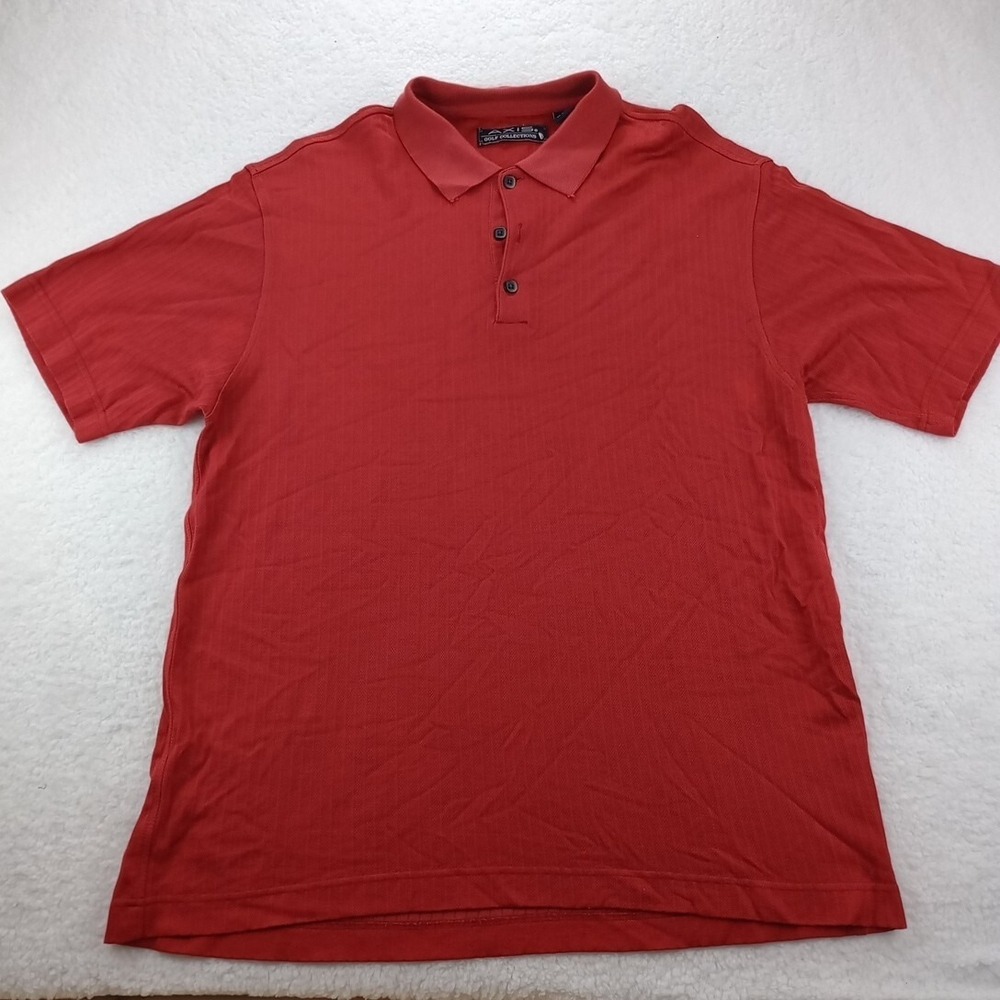 Axis Polo Golf Collection Shirt Mens Size Xl Red Short Sleeve Embroidered Stripe